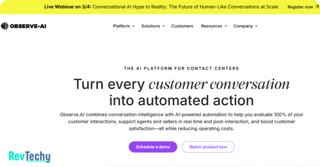 Observe ai customer service tool